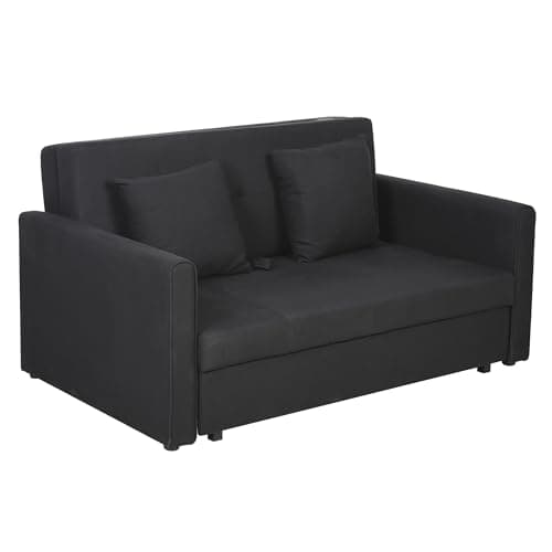 HOMCOM Divano Letto 2 Posti con Vano Contenitore per Salotto, Soggiorno e Camera, Design 2 in 1, Divano Letto Moderno in Gommapiuma, Grigio Scuro