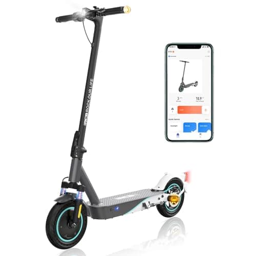 RCB R19 Monopattino Elettrico, Fino 25KM/H, 400W, 10.4 Ah, APP, 10" Pneumatici Solidi, 35KM di Autonomia,Schermo LED,Capacità 150kg, Monopattino con Assorbimento Dell'urto