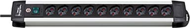 Ciabatta Multipresa 3 metri Brennenstuhl Premium-Alu-Line, Elettrica con Interruttore e 10 Prese IT (10/16A), Cavo 3 Metri H05VV-F 3G1,5, Multipresa Robusta e Stabile, Nero (1391005010)
