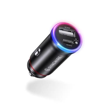 SYNCWIRE Caricatore Auto USB C [PD 45W & QC 45W] Presa USB C Auto Accendisigari Fast Charge 12v Caricabatterie Auto Carica Cellulare per Auto per iPhone 15 Pro Max 14 13 12 11, Samsung, Google Pixel