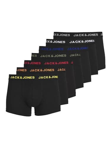JACK & JONES JACBASIC Trunks 7 Pack Boxer a Pantaloncino Uomo, Nero, L