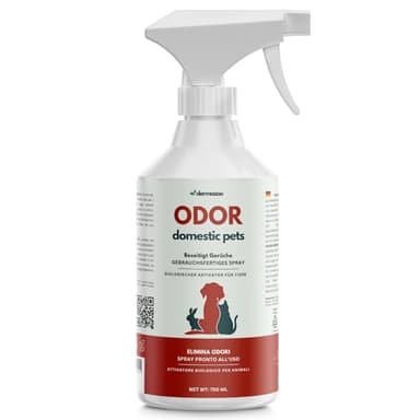 Dermazoo Spray Rimuovi Odori Urina Gatto e Cane, Detergente Enzimatico Elimina Odore e Macchie da Tessuti e Divani, Antiodore Pipi - Spray da 750 ml
