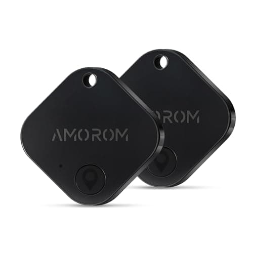 AMOROM Bluetooth Air Tracker Tag 2 Pezzi, Compatibile con iOS e Android, Trova Nelle Vicinanze, Trova Telefono, Suoneria Rumorosa, Batteria Sostituibile, per Chiavi/Bagagli/Zaino