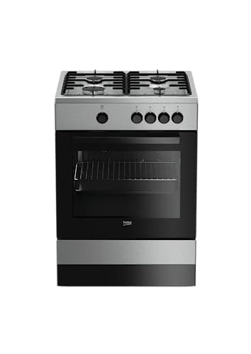 Beko - FSG62000DX - Cucina a Gas in Acciaio Inox, Piano Cottura con 4 Fornelli, Forno a Gas Integrato - Inox, 60x60x h85 cm