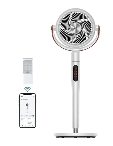 Dreo ventilatore intelligente silenzioso 25dB, 30M di vento, 1500m³/h volume d'aria, turbo circolatore, altezza 110CM, 6 modalità, 8 velocità, oscillante omnidirezionale 120°+105°, PolyFan 513S