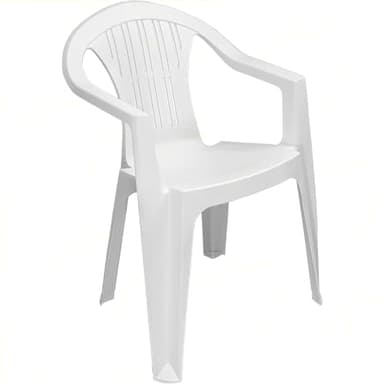Sicignano | Poltrona Ratak Schienale Basso Monoblocco Impilabile Bianca Finitura Opaca, 56x54x79h cm - Sedia con Braccioli Plastica Arredo Interno Esterno Giardino Balcone Terrazzo Made in Italy