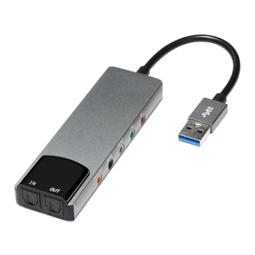 Qarmijaer Scheda Audio per Computer 6 In 1 Scheda Audio Esterna USB 5.1 Convertitore Audio Multifunzione per Notebook Scheda Audio In Alluminio Resistente Facile da Usare