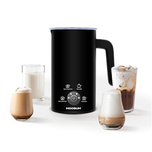 MOOSUM Montalatte elettrico 4 in 1 per latte caldo e freddo, 300 ml, schiumalatte elettrico, rivestimento antiaderente per cappuccino, latte, moka, macchiato, bollitore latte