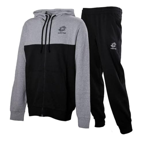 Lotto Tuta Uomo in Felpa Estiva, Completa, Tuta Sportiva Uomo, Morbida per il tuo massimo comfort (8023 FELPA GRIGIA PANT. NERO, 3XL)