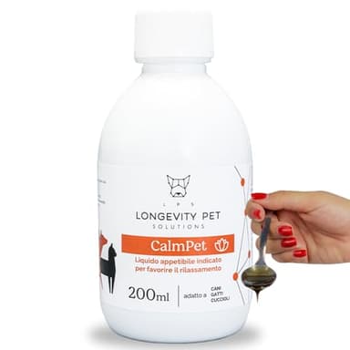 LPS CalmPet | Calmante per Cani e Gatti 200ml | Integratori per Cani e Gatti Naturale con Camomilla e Valeriana | Riduce Ansia, Stress, e Agitazione | Calmante per Gatti e Cani Made in Italy