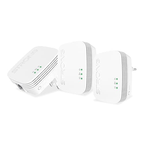 STRONG - Powerline 600 Triple Mini - 3 Adattatori 600 Mbps - Accesso a Internet ad Alta Velocità - Portata di 300 m - Per Tutti i Modem/Router - Ethernet - Installazione Plug & Play POWERL600TRIMINI