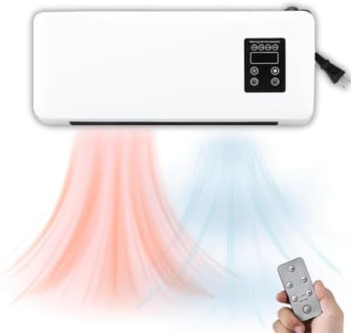 Termoconvettore Elettrico Da Parete 1500w Con Display Led E Telecomando - Funzione Aria Calda/Fresca, Temperatura Regolabile, Design Compatto ed Efficiente per Casa e Ufficio 45x12x20 cm