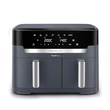 Moulinex XXL Dual Easy Fry, Friggitrice ad Aria 11 Litri, Doppio Cestello Antiaderente Lavabile in Lavastoviglie, Doppia Resistenza Superiore, Basso Consumo Energetico, 7 Modalità, App Ricette, EZ942B