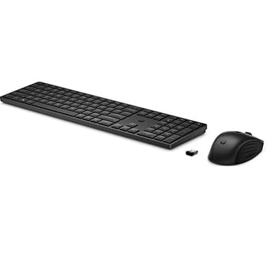 HP 650 Tastiera e Mouse Wireless con Dongle USB-A a 2,4 GHz, 20 Tasti programmabili, Piedini Regolabili con 6 Gradi Inclinazione, Tastierino Numerico, Mouse fino a 4000 DPI Personalizzabili, Nera