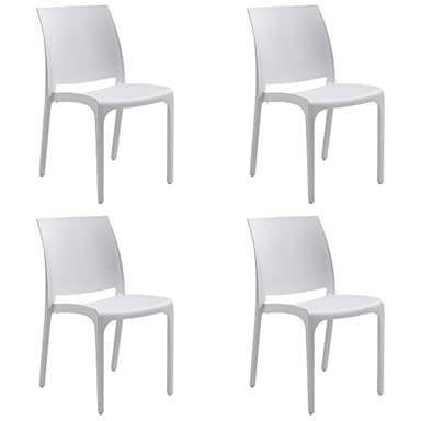 Totò Piccinni Sedia VOLGA in polipropilene design impilabile per esterno Made in Italy (4, Bianco)