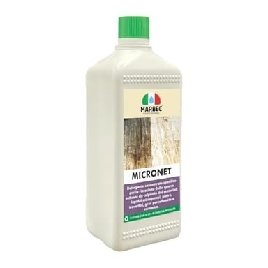 MARBEC MICRONET 1LT Detergente specifico per rimuovere lo sporco da calpestio dai materiali lapidei microporosi, come pietre, travertini e gres porcellanato.