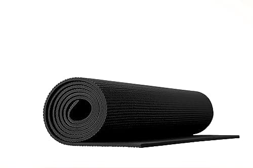 Tappetino Yoga Fitness Ginnastica Tappeto Palestra Antiscivolo Arrotolabile 61 x 173 Cm Pilates Workout - Nero