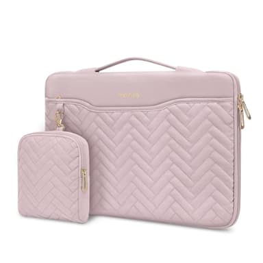 MOSISO Custodia Laptop Borsa 13-14 Pollici Compatibile con MacBook Air 13 M3 M2,13-13,3 Notebook,Compatibile con MacBook Pro 14,Rettangolo Quilted Borsa con Maniglia&Tasca&Valigetta,Rosa