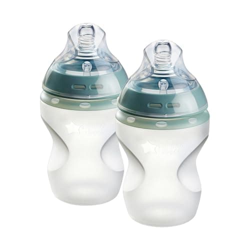 Tommee Tippee Biberon, biberon Natural Start anti-colica in silicone con tettarella a flusso lento simile al seno materno, 260ml, utilizzabile fin dalla nascita, autosterilizzante, confezione da 2