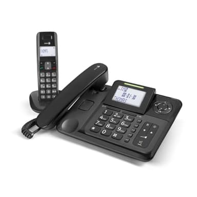 Doro Comfort 4005 Telefono Fisso Casa + Telefono Cordless DECT - Telefono Anziani - Segreteria Telefonica - Cordless Anziani - Chiamata Rapida - Identificazione Chiamante - Vivavoce (Nero)