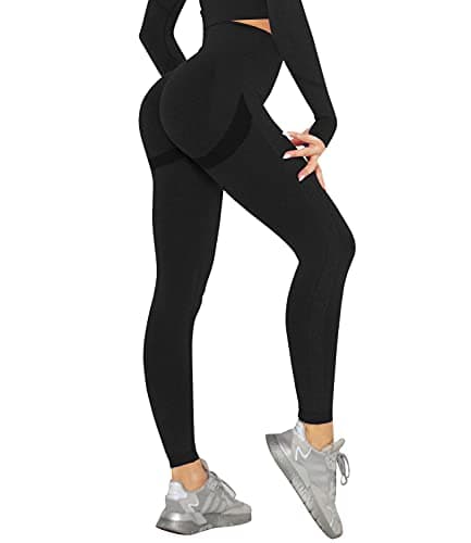 DUROFIT Leggins Donna Push up Leggings Sportivi Vita Alta Anticellulite Pantaloni Palestra per Fitness Yoga Pant Nero M