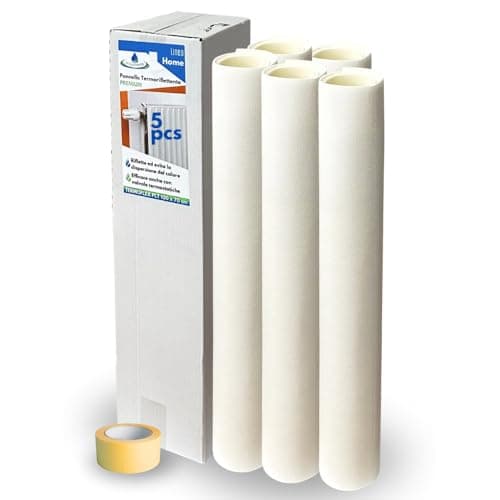 acquaverde | 5 Pannelli Termoriflettente per Termisifoni e Caloriferi in PLT Goffrato e Alluminizzato, cm. 70x100, Bianco con Biadesivo Incluso