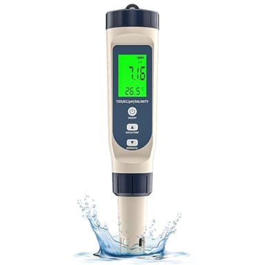 Forever Speed Misuratore pH Acqua 5 in 1 pH/TDS/EC/Salinità/Termometro TDS Tester di Acqua Misuratore ph Piscina pHmetro per Piscina, Acqua Potabile, Acquario, Spa, Idroponica