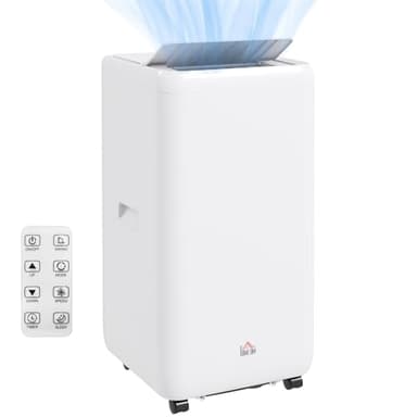 HOMCOM Climatizzatore Portatile 12000BTU 5 in 1, Condizionatore con 2 Velocità e Timer 24h, Deumidificazione, Ventilazione, Raffreddamento e Modalità Notte, Bianco