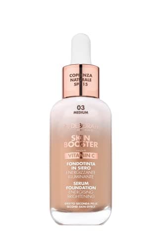 Deborah Milano - Skin Booster Fondotinta in Siero SPF 15, N.3 Medium, Energizzante e Illuminante, con Vitamina C, Effetto Naturale, Uniforma l'Incarnato, 30 ml