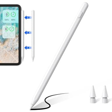 Penna iPad Compatibile con Apple iPad 2018-2024, Penna per iPad con Palm Rejection e Ricarica Wireless,iPad 6~10th、iPad Air 3~5th、iPad Mini 5/6th、iPad Pro 11' 1~4th、iPad Pro 12.9 3~6th