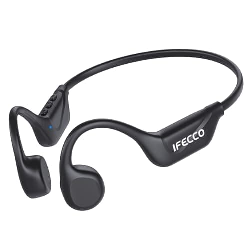 IFECCO Cuffie Conduzione Ossea - Auricolari Conduzione Ossea Bluetooth 5.4 con Microfono,IPX5 Impermeabili Open Ear Wireless Sport Cuffie per Ciclismo,Corsa Fitness