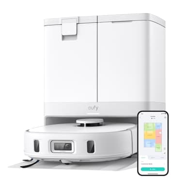 eufy X10 Pro Omni Robot Aspirapolvere Lavapavimenti con Stazione All-in-One, 8.000 Pa, Auto-Svuotamento e Riempimento, 2 Auto-Lift-Mops, Evita Gli Ostacoli(bianco)
