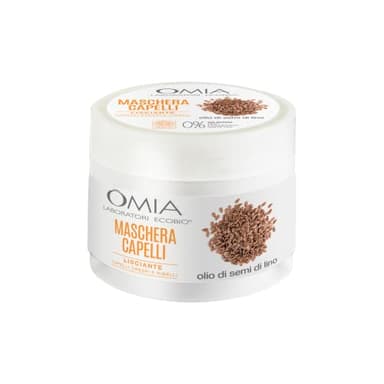 Omia, Maschera Per Capelli Eco Bio Con Olio di Semi di Lino, Trattamento Ristrutturante Per Capelli Fragili e Secchi, Maschera per Lavaggi Frequenti, Azione Fortificante, Senza Siliconi e SLES, 250ml