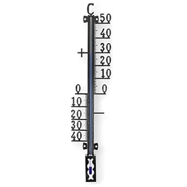Lantelme - Termometro in metallo, 18 cm, per interni ed esterni, colore: nero, indicatore di temperatura analogico da -40 a +50 gradi - 7400