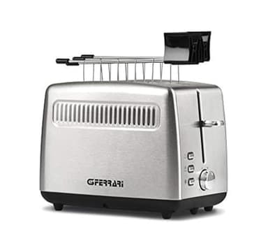 G3 Ferrari G10064 Tramezzo Tostapane, 850 W, Pinze Inox, 3 modalità di cottura, Timer con 6 livelli di cottura, Ampie fessure per toast farciti, Corpo acciaio Inox