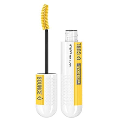 Maybelline New York Colossal Curl Bounce Mascara, 24h di Volume Colossale e Lunghezza Estrema, Con Memory Curl per una Curva delle Ciglia che Dura a Lungo, Very Black, 10 ml