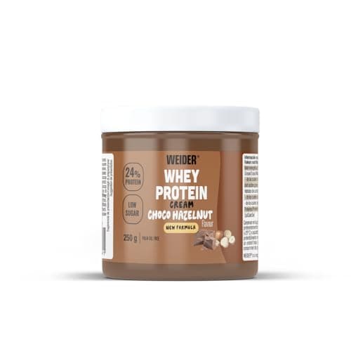 Weider Whey Protein Choco-Hazelnut Spread (250g). Crema di Cioccolato e Nocciole Spalmabile con 22% di proteine. A basso contenuto di zuccheri. Senza olio di palma e senza glutine.