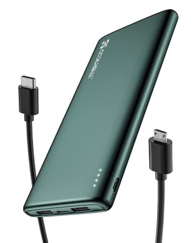 Coolreall Power Bank 10000mAh, [Sottile & Leggero] Caricatore Portatile, Batteria Esterna PowerBank con USB C Uscita/Ingressi (3.0A) & 2 Uscite (2.4A), Compatibile per iPhone, Samsung, Huawei, Xiaomi