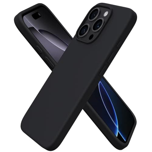 ORNARTO Cover per iPhone 16 Pro Custodia Sottile 6,3 Pollici, Morbido Silicone Liquido Protezione Cover, in Gomma Gel Morbida con Fodera in Microfibra-Nero