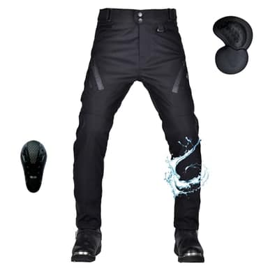 oFzimTo Pantaloni Moto Uomo con Protezioni, Pantalone Moto Uomo Impermeabili, Cargo Abbigliamento Moto per Tutte Le Stagioni (Nero,M)