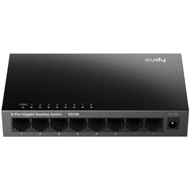 Cudy GS108 Switch Gigabit Desktop rete con 8 porte (10/100/1000 Mbps, alloggiamento in acciaio, IEEE 802.3 X, Auto-MDI/MDIX, Plug and Play, risparmio energetico, porte RJ45, facile da usare)