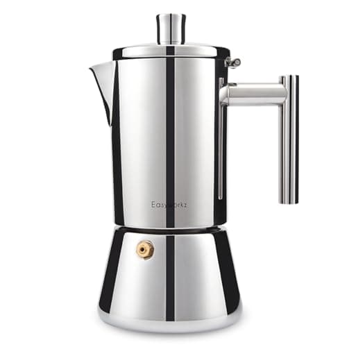 Easyworkz Diego Caffettiera Macchina per Espresso Italiana in Acciaio Inox 4 Tazze,200 ml, per fornello