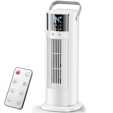 Condizionatore portatile 4 in 1 con nebulizzazione, condizionatori mobili silenziosi, 4 velocità, 2 teste di spruzzatura, 700 ml Serbatoio, Telecomando, Oscillazione 90°, Basso consumo (Bianco-01)