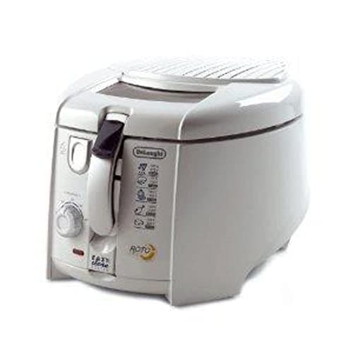 De'Longhi F28311.W1 RotoFry Friggitrice con cestello rotante angolato, Frittura Leggera, Sistema EASY CLEAN facile pulizia,termostato regolabile, pratico coperchio con apertura automat con oblo', 1,2L