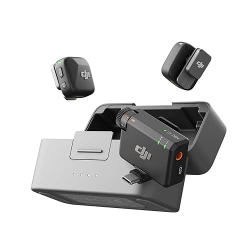 DJI Mic Mini (2 TX + 1 RX + Custodia di ricarica), leggero, audio di alta qualità, 48 ore di utilizzo, cancellazione rumore, microfono senza fili per fotocamere/iPhone/Android, vlog, dirette streaming