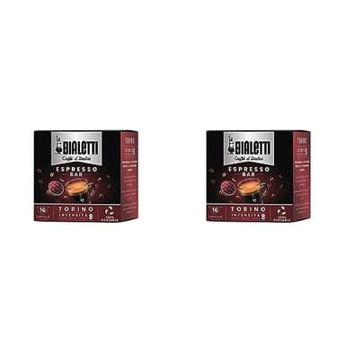 Bialetti Caffè d'Italia, Box 16 Capsule, Torino, Intensità 8, Compatibili con Macchine Bialetti sistema chiuso, 100% Alluminio (Confezione da 2)