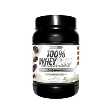 FARMAFUSION Proteine del siero del latte | Con Collagene e Magnesio | 43 Grammi di Proteine pure per dose | Aumenta la massa muscolare | Protegge e lubrifica le articolazioni, 1000 g Biscotto