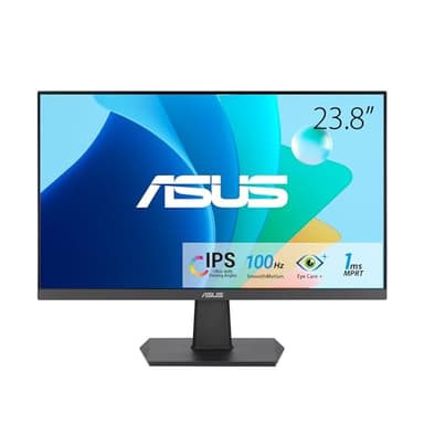 ASUS Business VA24EHFR Monitor 24", Full HD IPS (1920x1080), HDMI, VGA, Formato 16:9, Attacco VESA, Design Egonomico, Eye care, Bassa Luce Blu, Nero