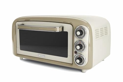 Ariete 979 Forno Elettrico di Design 18 Litri - Ideale per pizza da 30 cm - Doppio vetro - 1380 Watt - Acciaio Inox - Linea Vintage - Beige