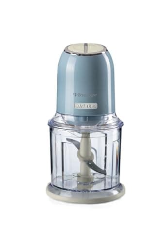 Ariete Tritatutto Vintage 438, Tritaverdure e Tritaghiaccio Elettrico con 2 Velocità, 4 Lame in Acciaio Inox, Piedini Antiscivolo, 600 ml, 400W, Celeste
